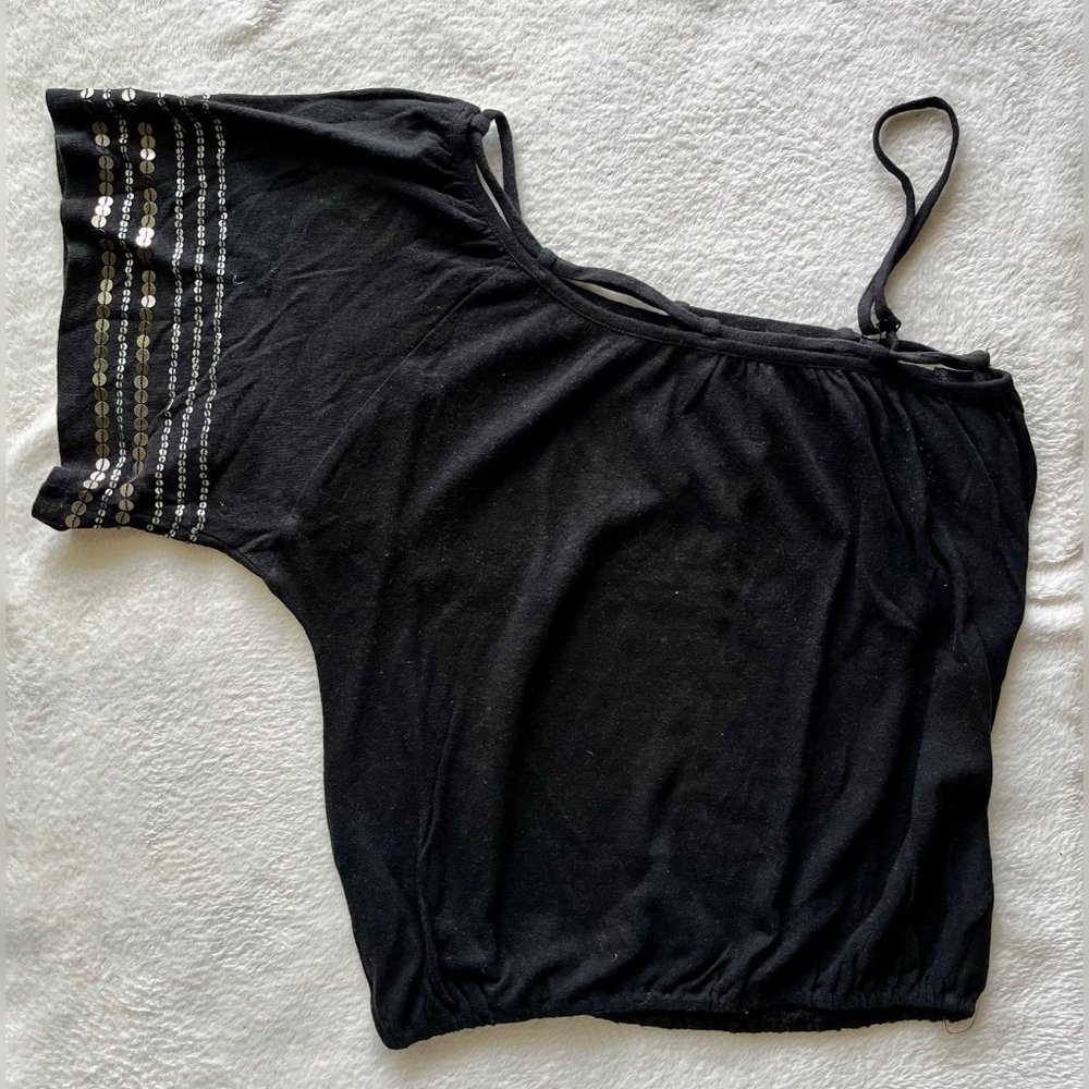 One-Shoulder Black Top from Guess